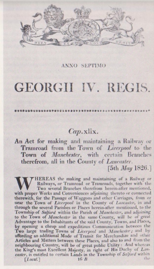 Liverpool and Manchester Railway Act