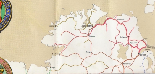 Railway History Map of Britain - Northern Ireland