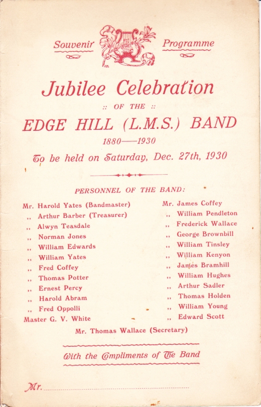 Edge Hill Band Jubilee Celebration Souvenir Programme