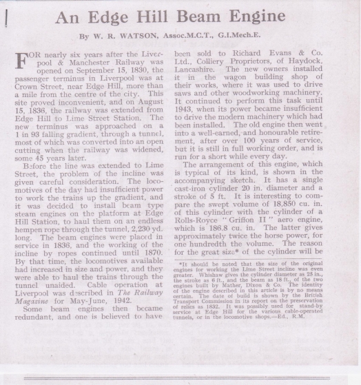 An Edge Hill Beam Engine page 1