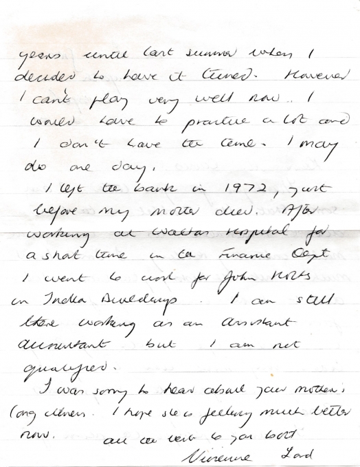Letter from Vivienne Lord to Mr. Russell Davies 20th February 1981 page 2