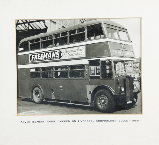 Advertisement panel carried on Liverpool Corporation buses 1959
