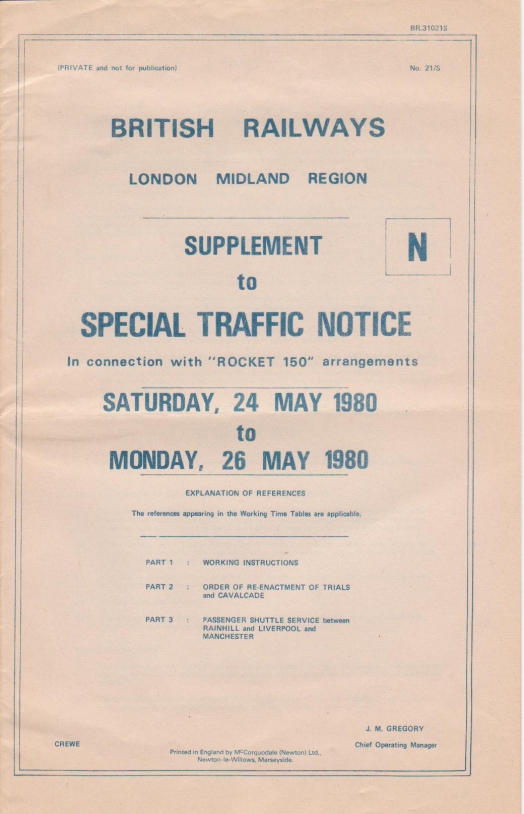 Supplement to Special Traffic Notice