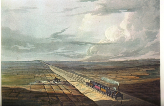 Railway Across Chat Moss, Coloured View of the Liverpool and Manchester Railway